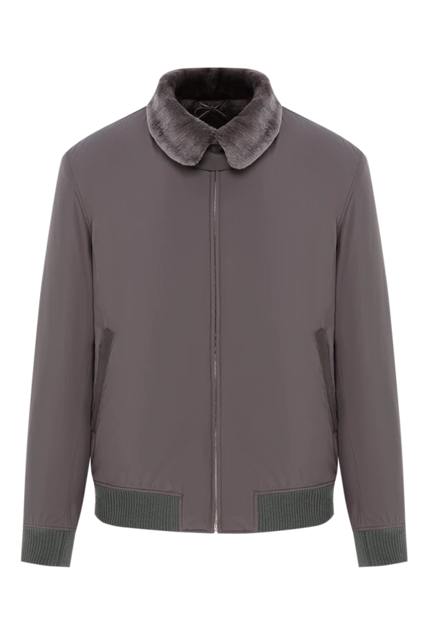 Beige bomber jacket with natural fur lining - photo 1