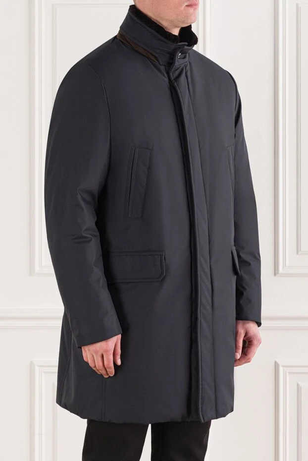 Moorer men's down jacket with a stand-up collar and fur trim 192355 - photo 3