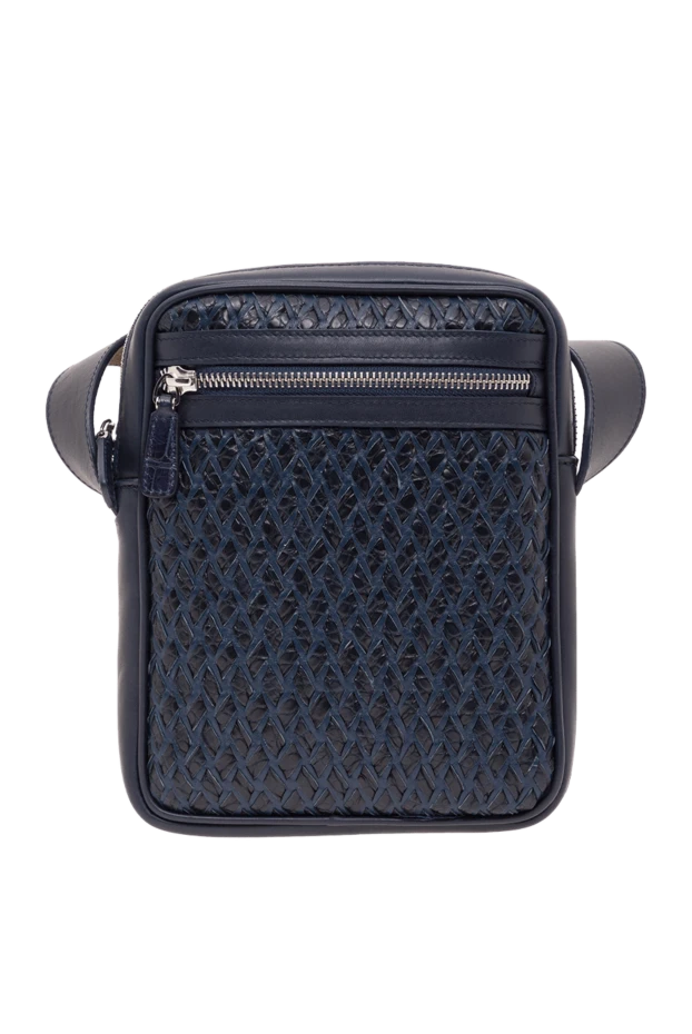 Tardini dark blue men's woven leather messenger bag 192374 - photo 1