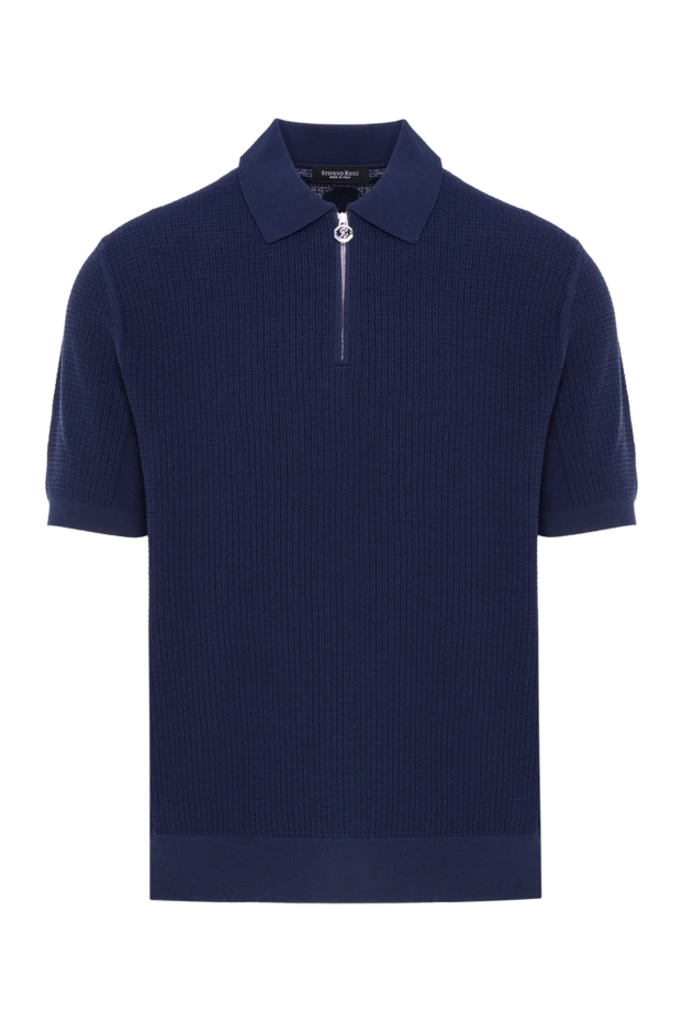 Stefano Ricci men's blue ribbed cotton polo shirt with zip fastening 192391 - photo 1