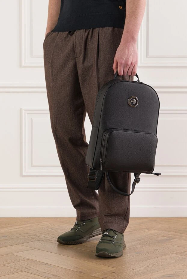 Black men's calfskin backpack - photo 2