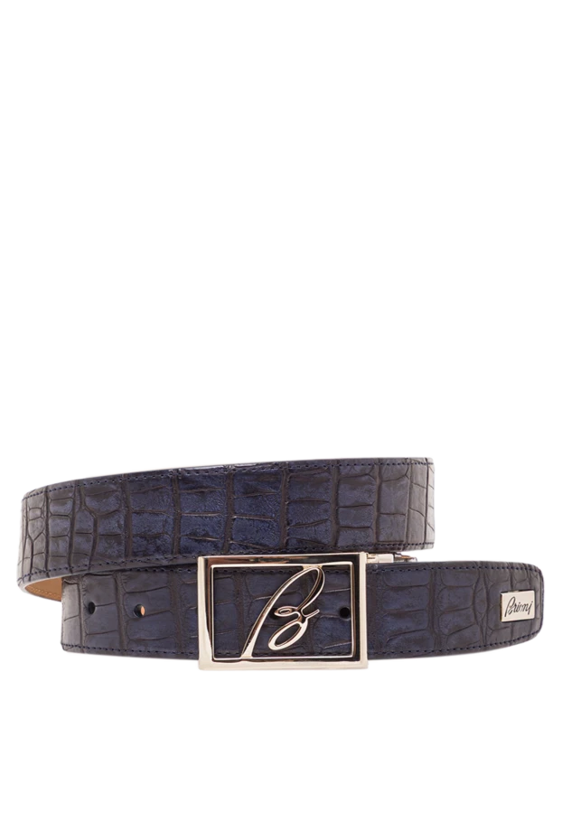 Brioni blue crocodile leather belt with rectangular logo buckle 192413 - photo 1