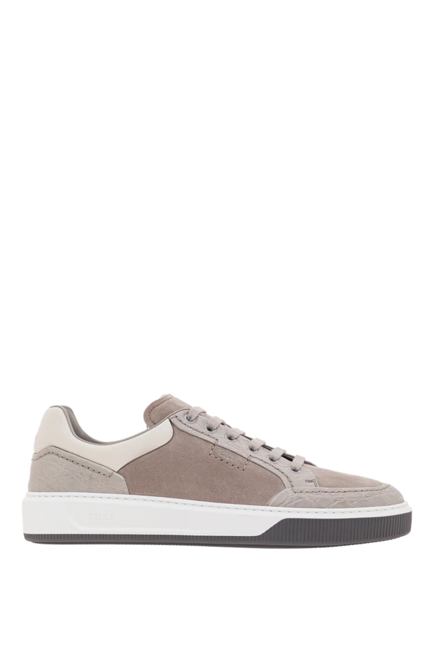 Zilli чоловічі кросівки із замші та шкіри каймана бежевого кольору. 192414 - фото 1