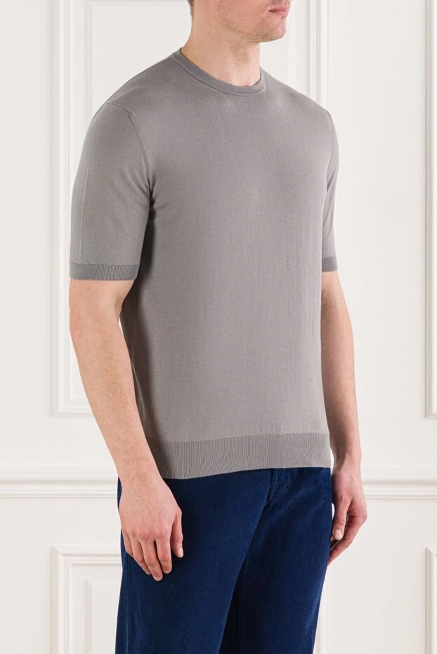 Cesare di Napoli light grey short sleeve cotton jumper 192439 - photo 3