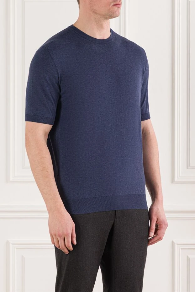 Cesare di Napoli men's blue short-sleeved cotton jumper 192443 - photo 3