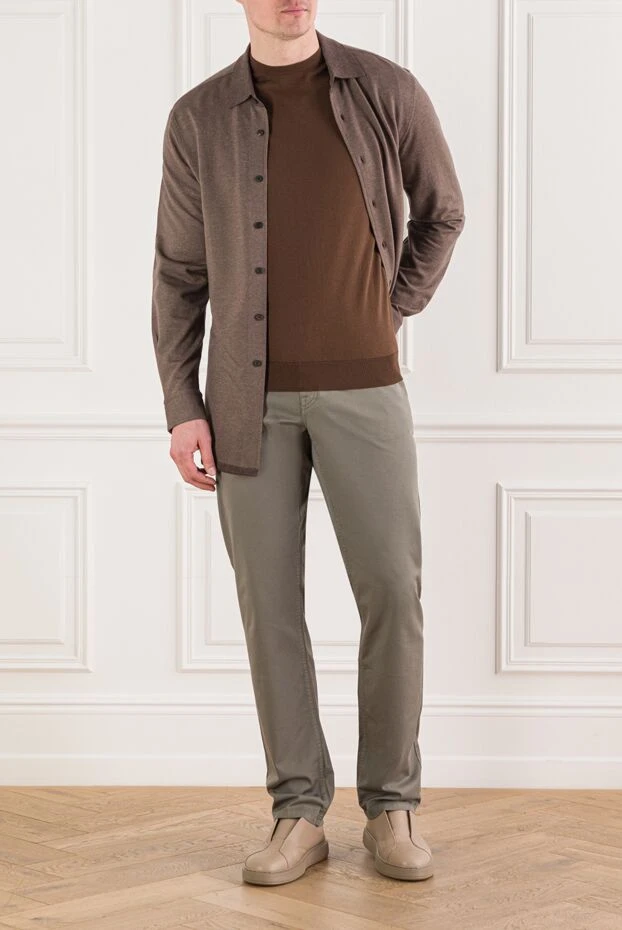 Cesare di Napoli brown men's short sleeve cotton jumper 192446 - photo 2