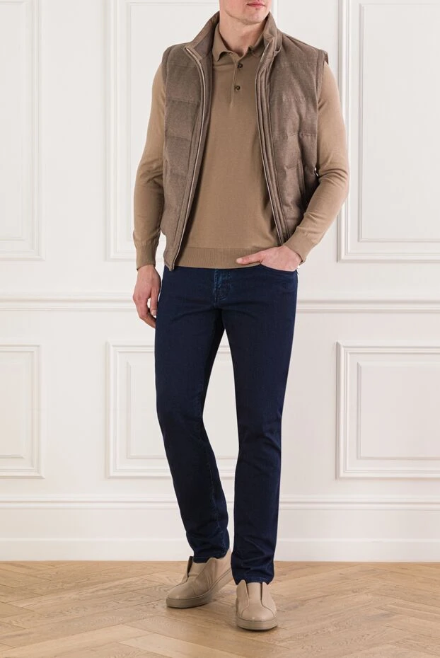 Cesare di Napoli beige knitted polo shirt with long sleeves 192478 - photo 2