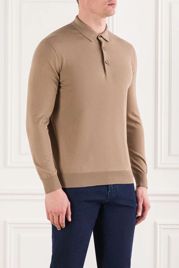 Cesare di Napoli beige knitted polo shirt with long sleeves 192478 - photo 3
