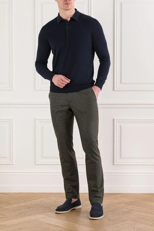 Cesare di Napoli dark blue polo shirt with long sleeves made of natural cotton 192487 - photo 2