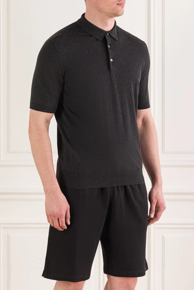 Cesare di Napoli чоловічі футболки-поло в темно-сірому кольорі з гудзиками 192492 - фото 3