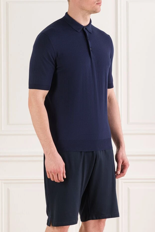 Cesare di Napoli чоловіче поло темно-синього кольору з гудзиками 192493 - фото 3