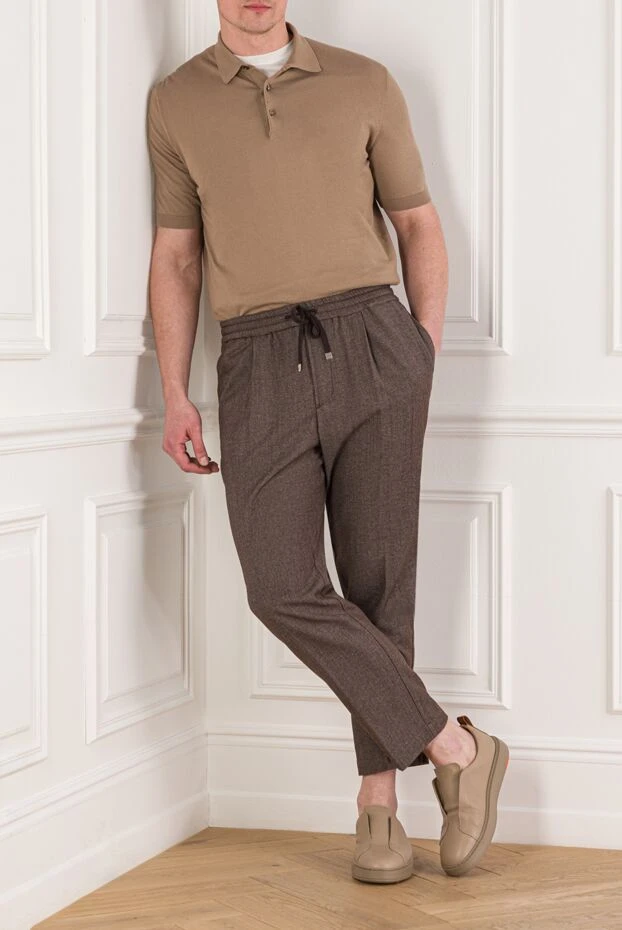 Men's beige cotton jersey polo shirt - photo 2