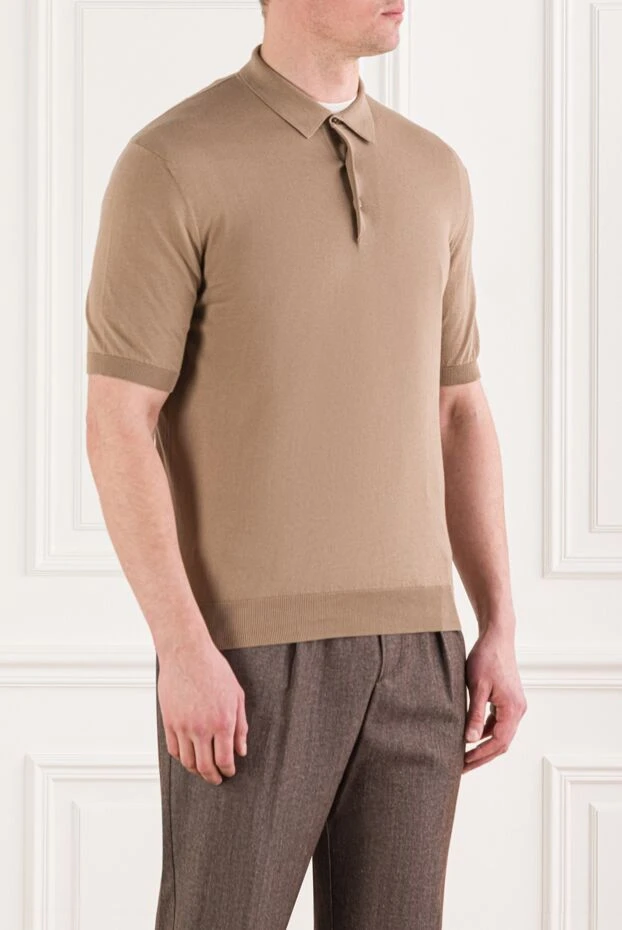 Cesare di Napoli men's beige cotton jersey polo shirt 192502 - photo 3