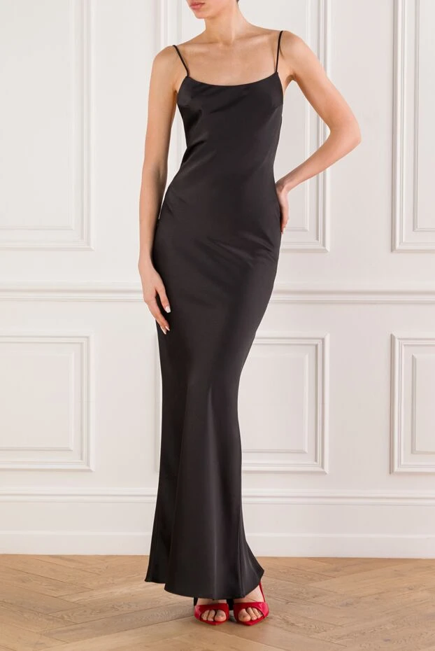 The Andamane ninfea black satin slip maxi dress with thin straps 192508 - photo 2