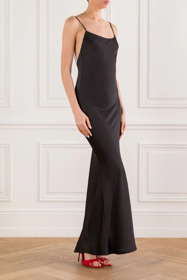 The Andamane ninfea black satin slip maxi dress with thin straps 192508 - photo 3