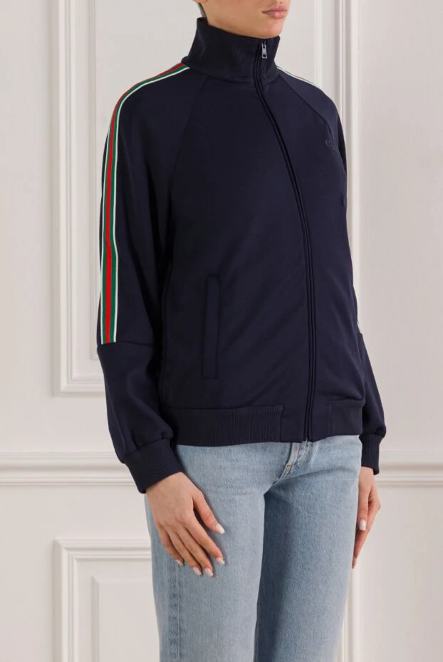 Gucci жіночий світшот трикотажний з фірмовими смужками web на рукавах 192545 - фото 3