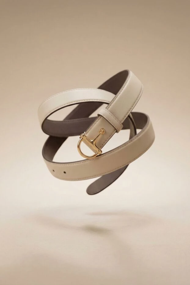Gucci шкіряний ремінь у бежевому кольорі із пряжкою у вигляді вуздечки horsebit 192557 - фото 2