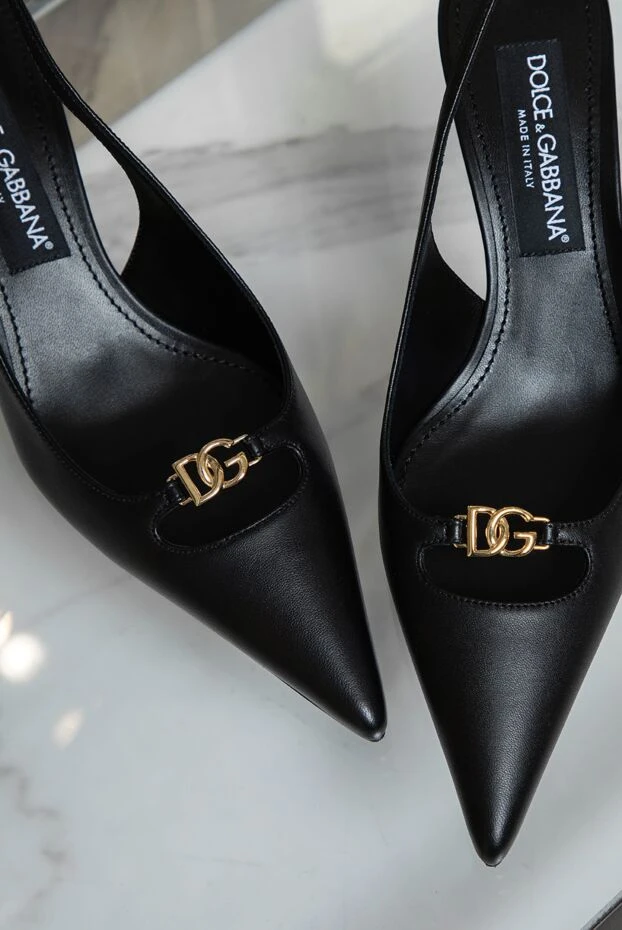 Dolce & Gabbana lollo black silk nappa leather slingback shoes 192563 - photo 3
