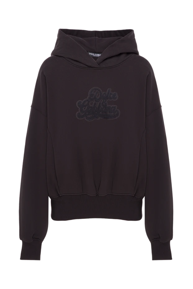 Dolce & Gabbana женское черное хлопковое худи с контрастным логотипом 192564 - фото 1