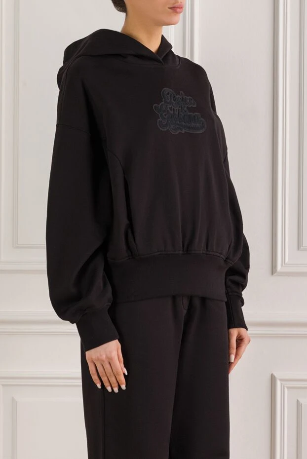 Dolce & Gabbana women's black cotton hoodie with contrasting logo 192564 - photo 3