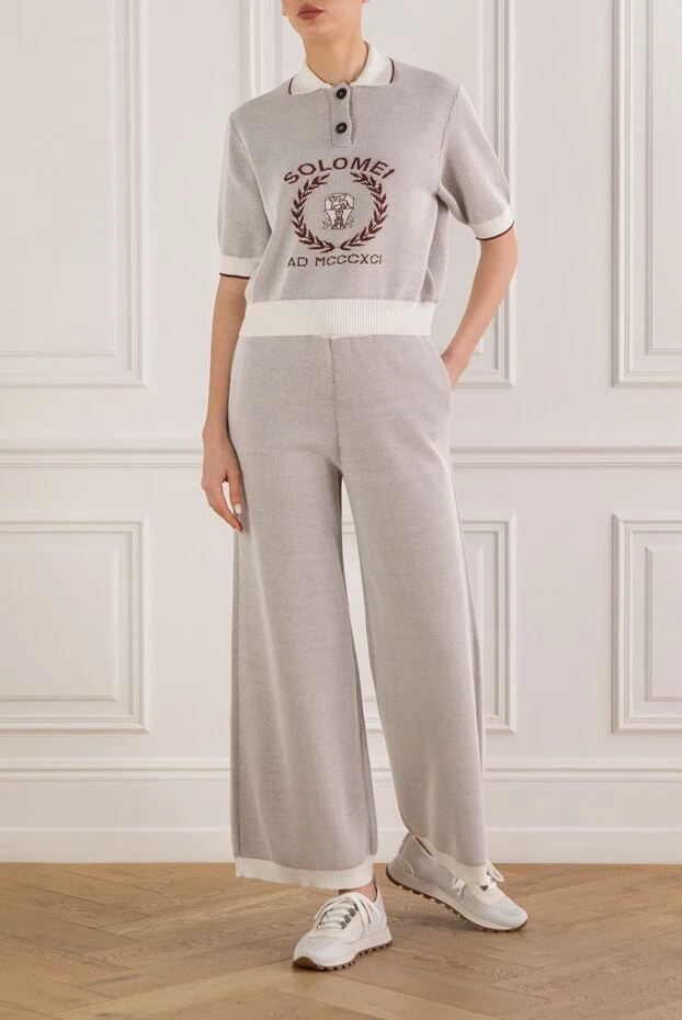 Knitted suit consisting of a polo shirt and wide trousers - photo 2