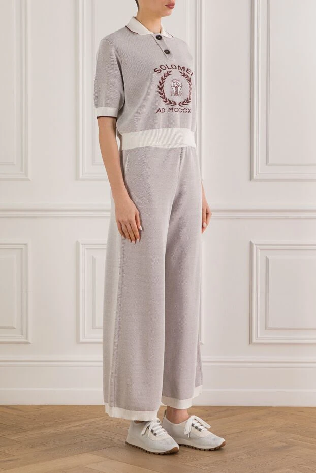 Brunello Cucinelli трикотажный костюм из рубашки-поло и широких брюк 192579 - фото 3