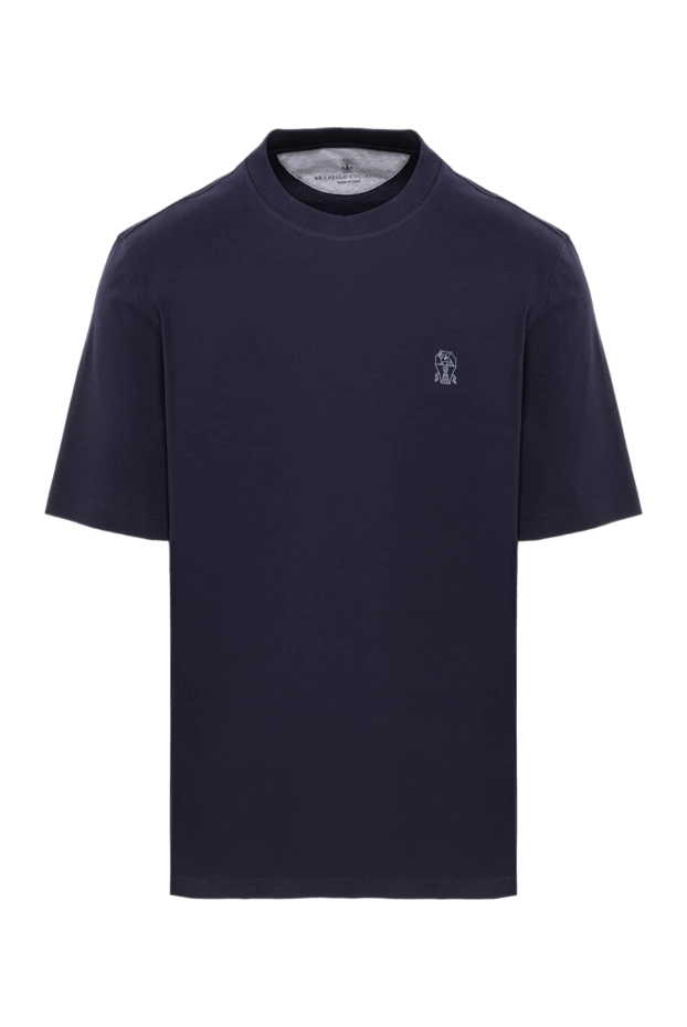 Men's blue cotton T-shirt with brand logo - photo 1