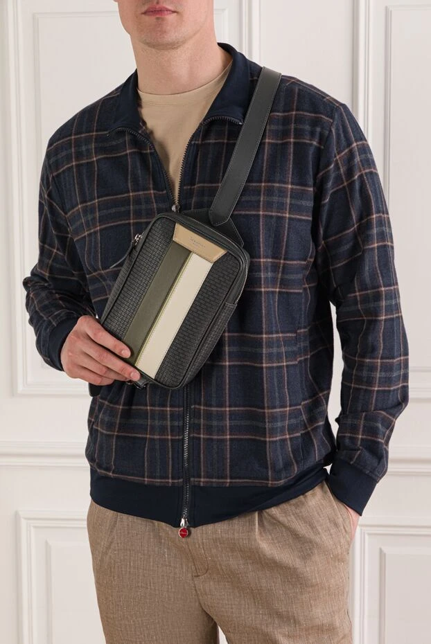 Serapian gray stepan sling bag with colored inserts 192690 - photo 2