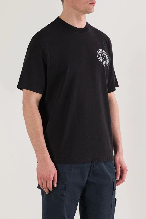 Stone Island футболка з чесаної органічної бавовни чорна 192703 - фото 3