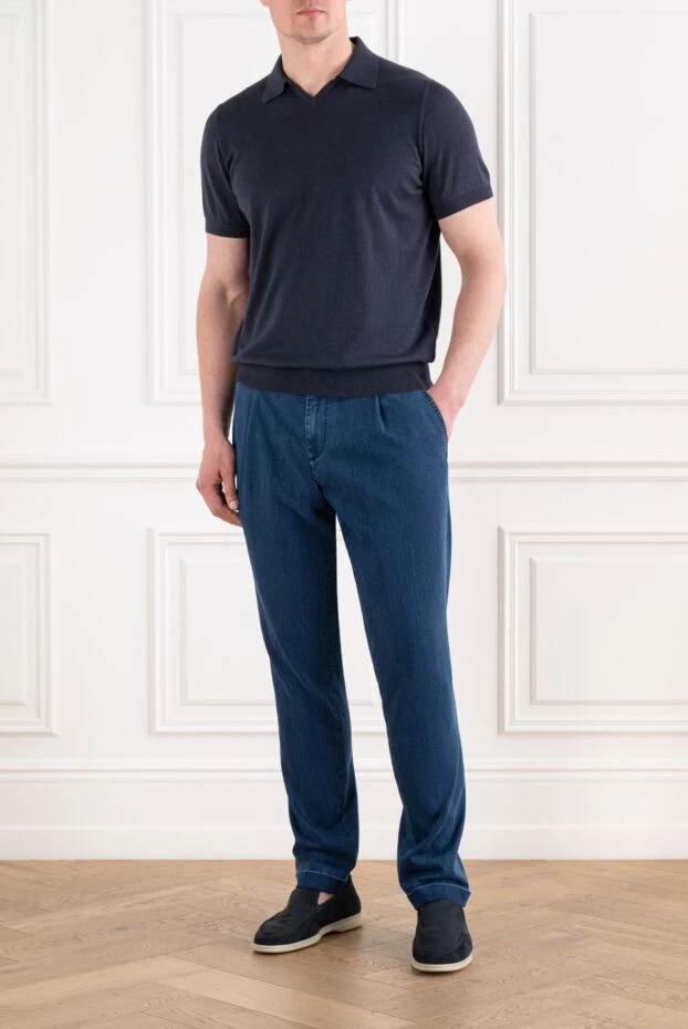 Scissor Scriptor blue jeans with a soft drawstring waistband and pleats 192712 - photo 2