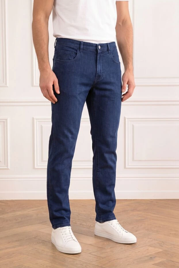 Scissor Scriptor men's dark blue straight-leg jeans with crocodile patch 192718 - photo 1