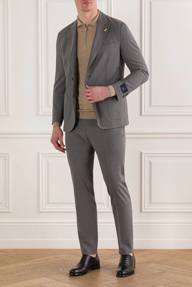 Tombolini classic men's gray suit made of natural wool 192731 - photo 2