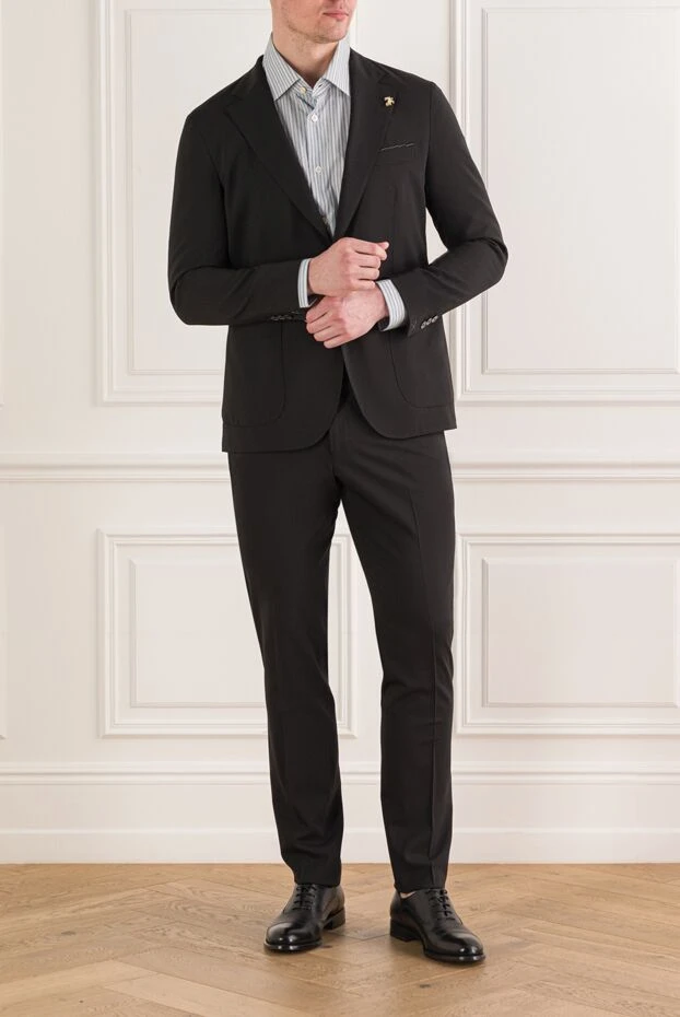Tombolini мужской классический костюм в черном цвете из шерсти 192733 - фото 2