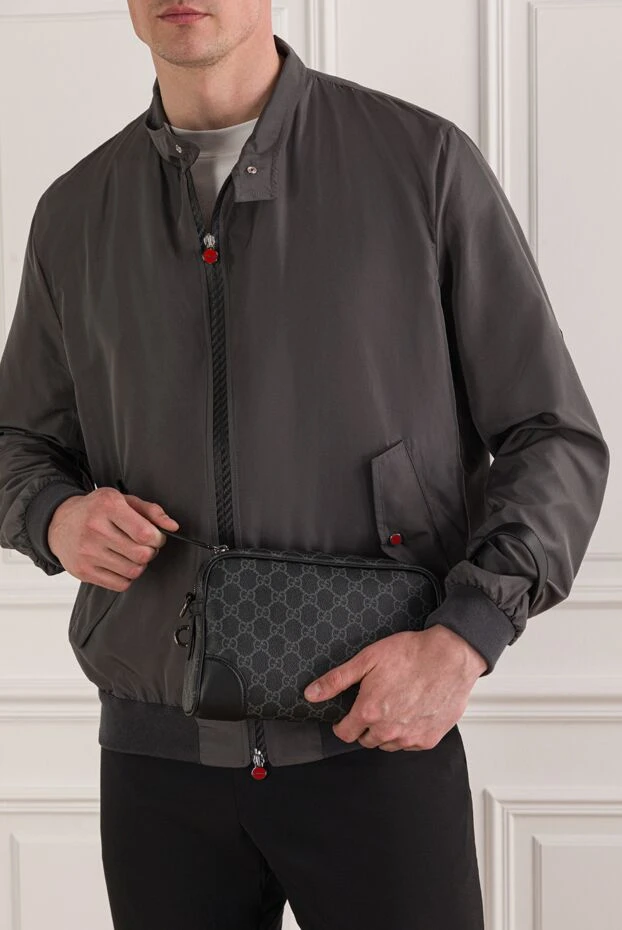 Gucci маленька сумка через плече із текстилю gg monogram чорного кольору 192766 - фото 2