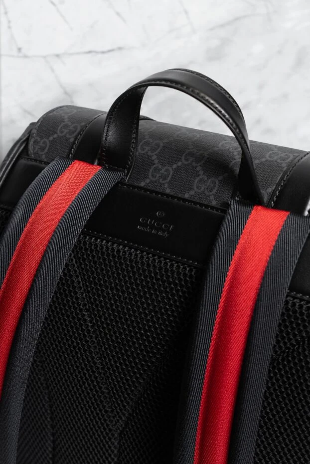 Gucci мужской рюкзак из фирменного текстиля gg supreme с отделкой из кожи 192767 - фото 3