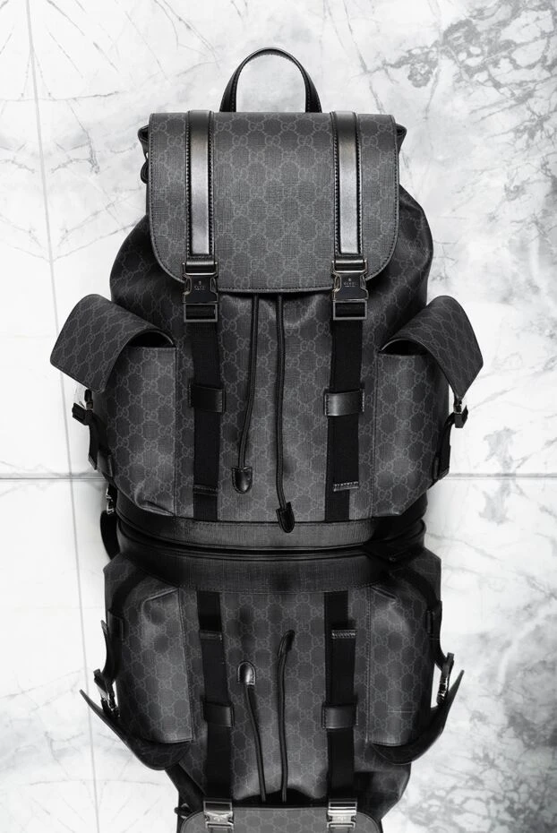 Gucci men's backpack made from signature gg supreme fabric with leather trim 192767 - photo 2