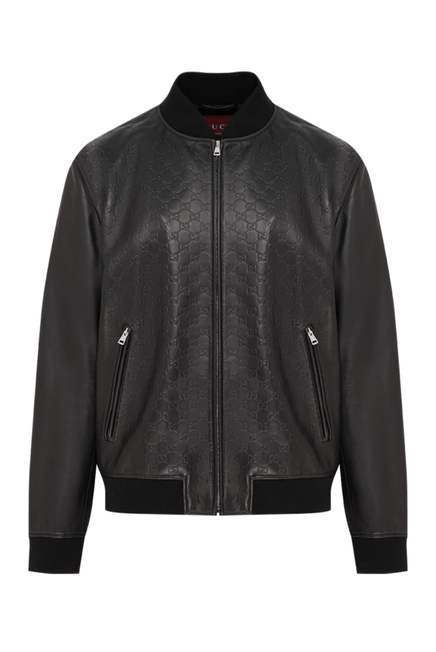 Gucci black gg embossed leather bomber jacket 192771 - photo 1