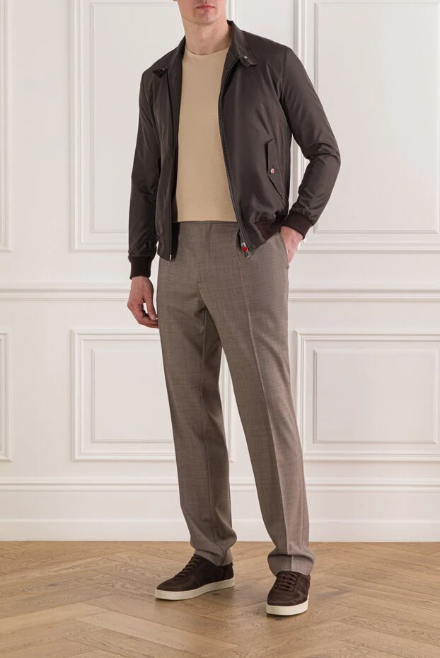 Kiton men's brown bomber jacket with a stand-up collar 192801 - photo 2