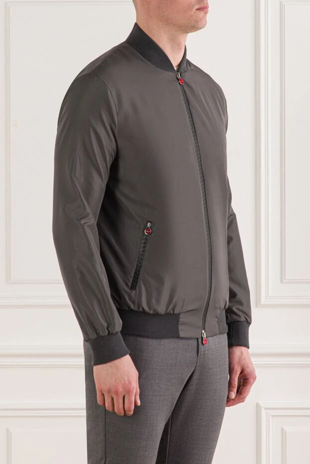 Kiton men's grey bomber jacket with branded red pullovers 192803 - photo 3
