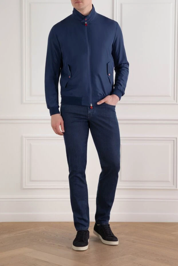 Kiton blue windbreaker made of soft japanese nylon with a stand-up collar 192806 - photo 2