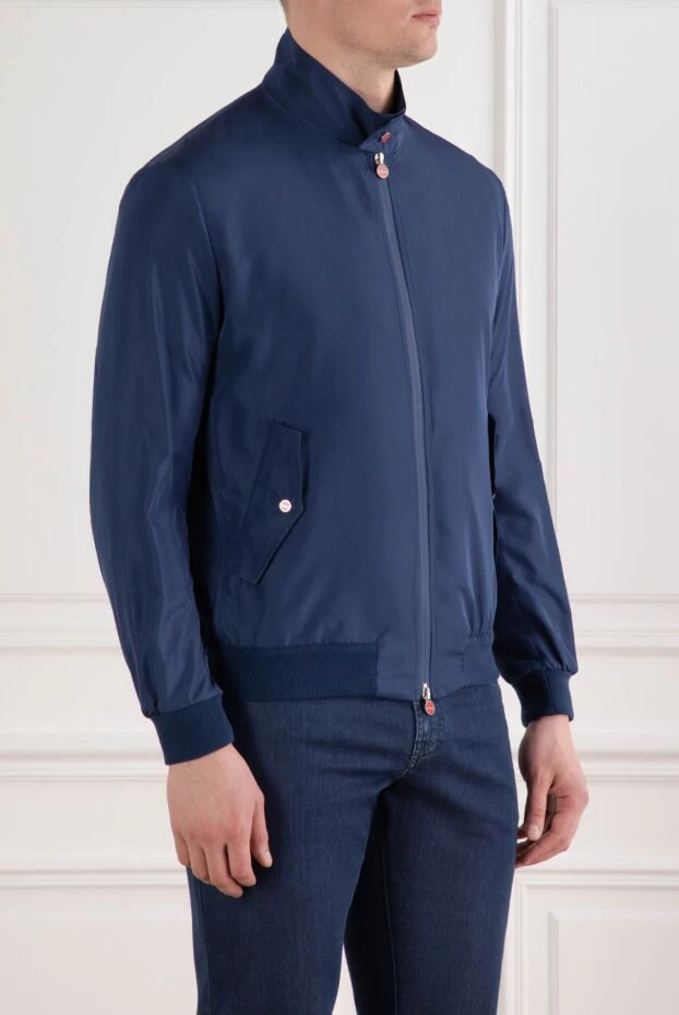 Kiton blue windbreaker made of soft japanese nylon with a stand-up collar 192806 - photo 3