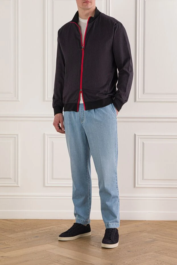 Kiton dark grey men's bomber jacket with red zipper 192807 - photo 2