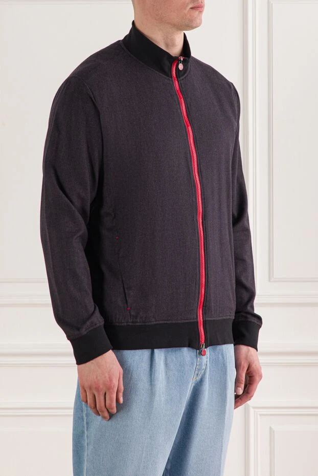 Kiton dark grey men's bomber jacket with red zipper 192807 - photo 3