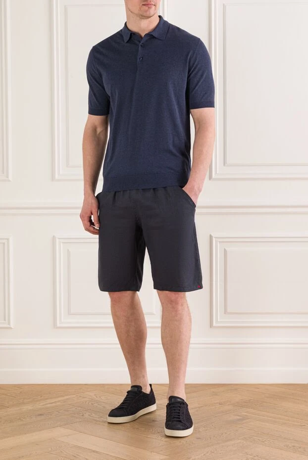 Kiton men's straight-cut shorts in dark blue 192819 - photo 2