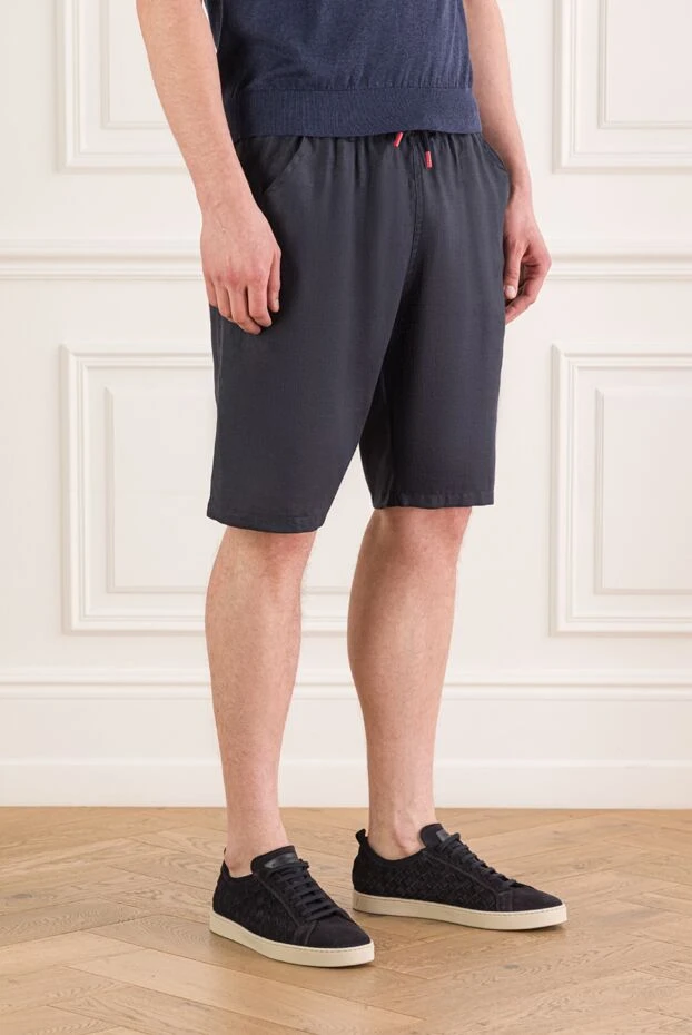Kiton men's straight-cut shorts in dark blue 192819 - photo 3