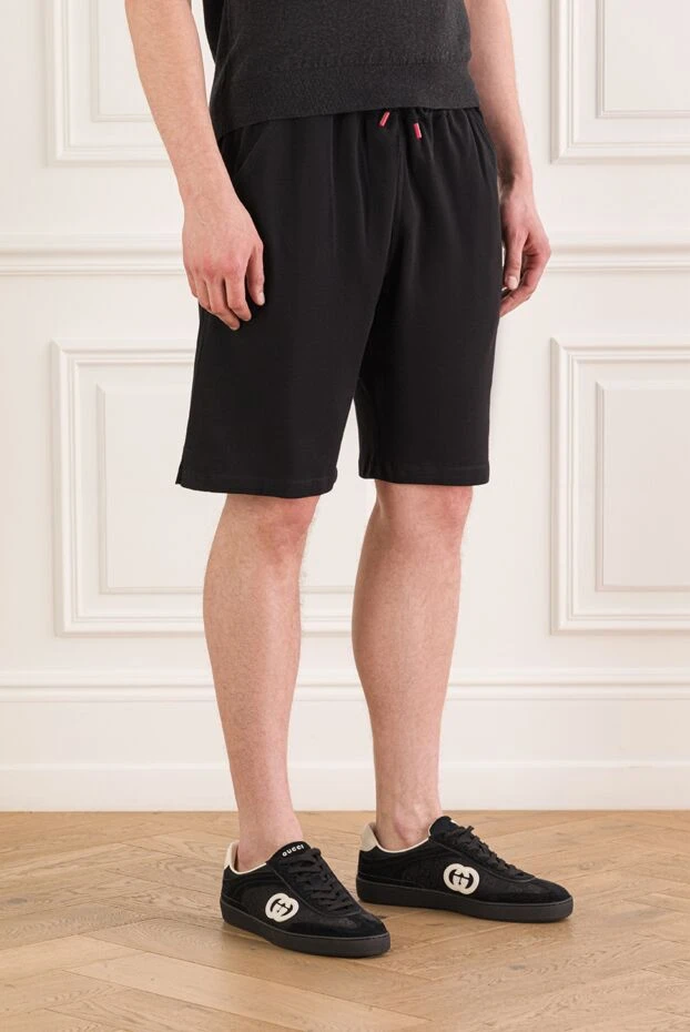 Kiton men's straight-cut shorts in black 192820 - photo 3