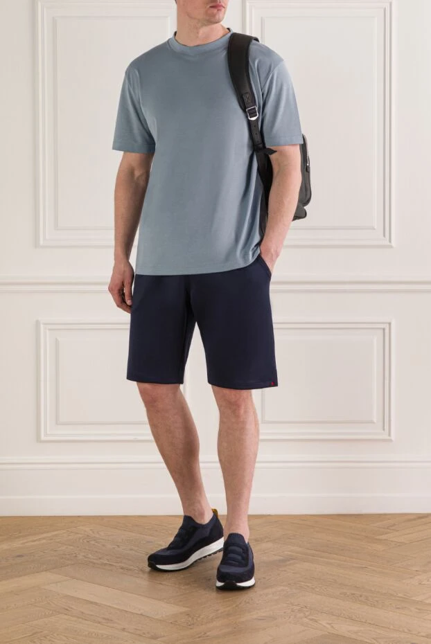 Kiton легкие мужские шорты прямого кроя в синем цвете 192822 - фото 2