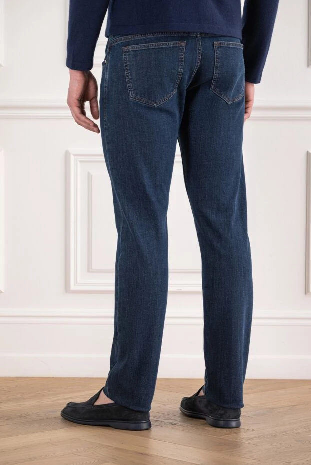 Cesare Attolini men's classic dark blue jeans with a leather patch 192829 - photo 3