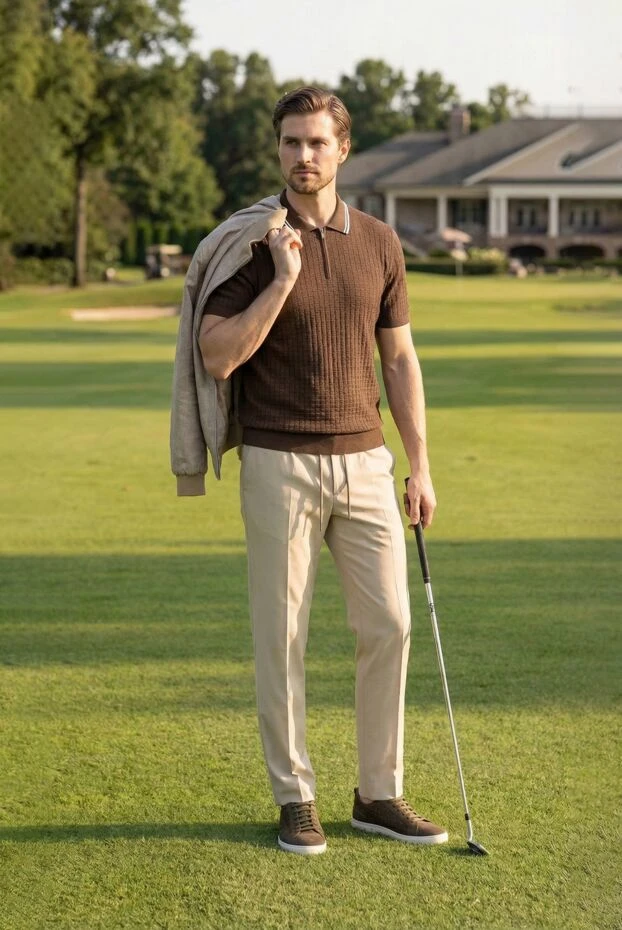 Berwich cream relaxed fit trousers with drawstring waistband and creases 192840 - photo 2