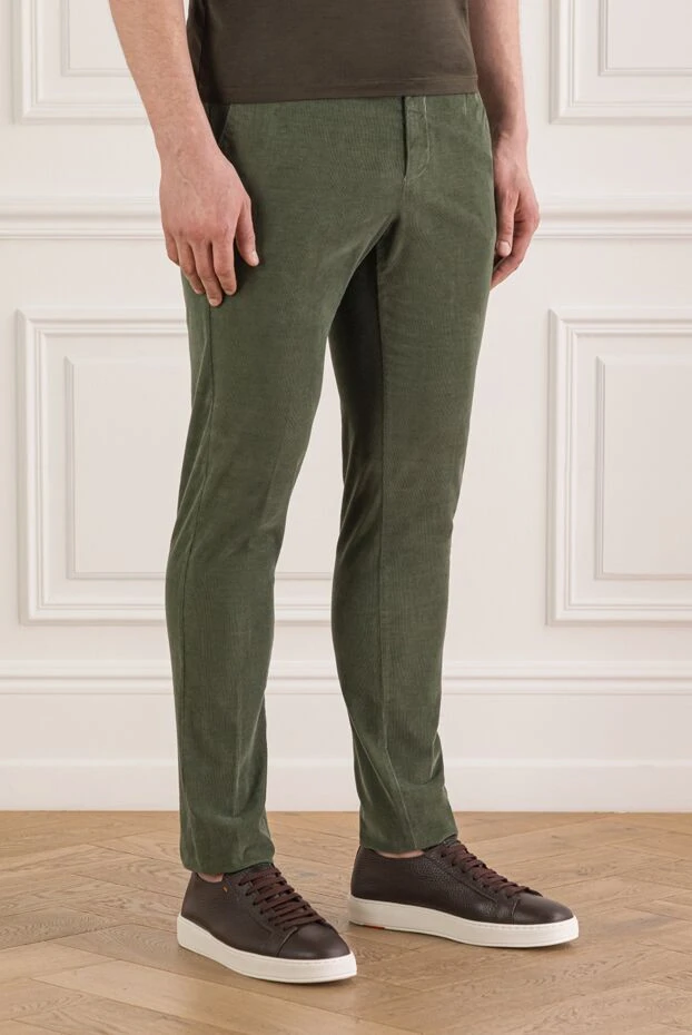 Berwich зауженные чиносы зеленого цвета из мягкого фактурного хлопка 192848 - фото 3